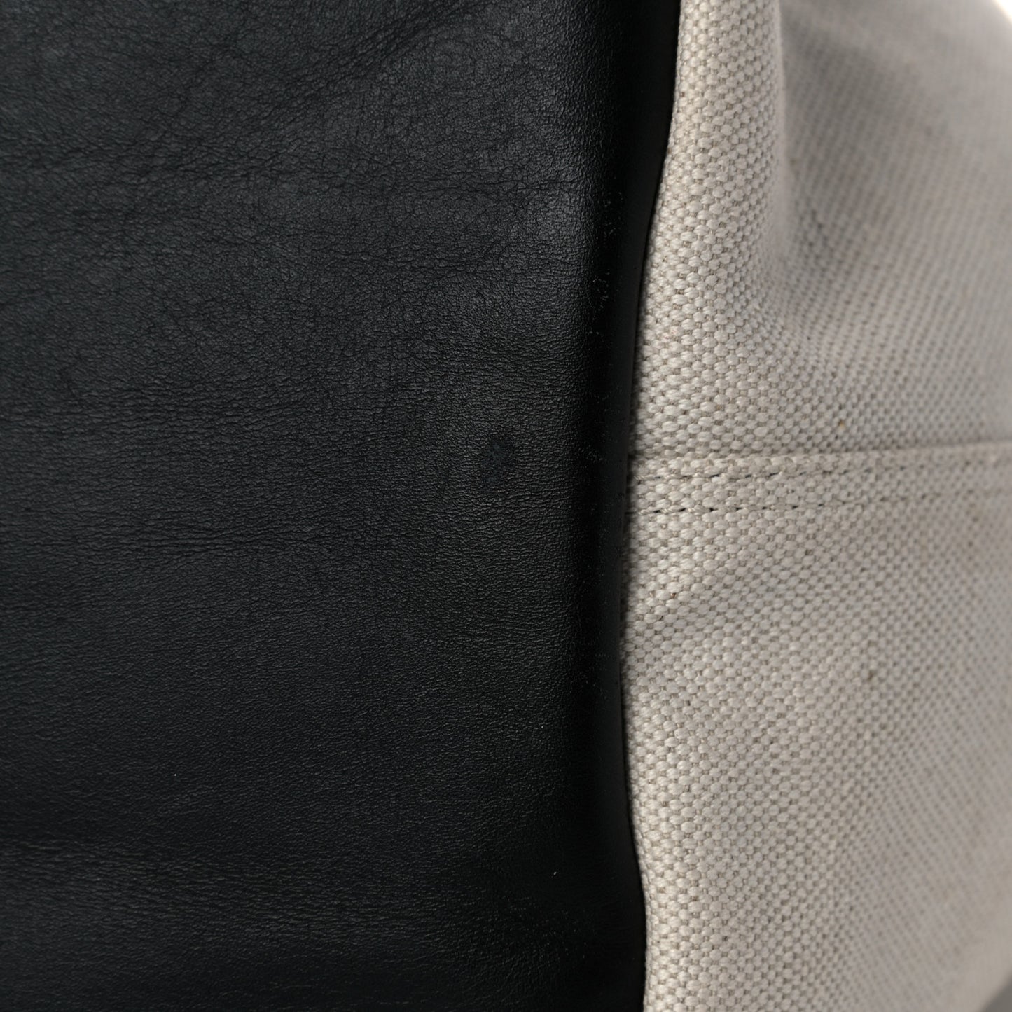 Cotton Canvas Calfskin M Navy Cabas Natural Black