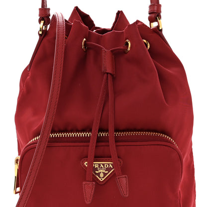 Prada Saffiano Tessuto Nylon Mini Bucket Crossbody Bag Fuoco 8 of 14