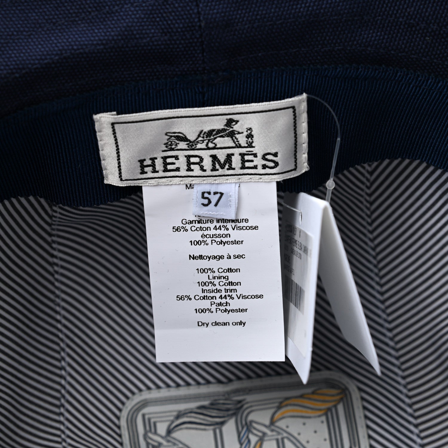 Hermes Cotton Elena Bucket Hat 57 Marine 7 of 8