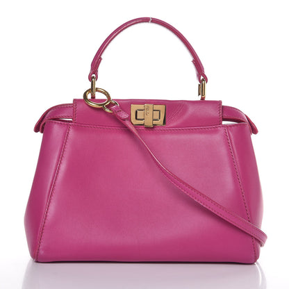 Fendi Nappa Mini Peekaboo Iconic Satchel Magenta 1 of 10