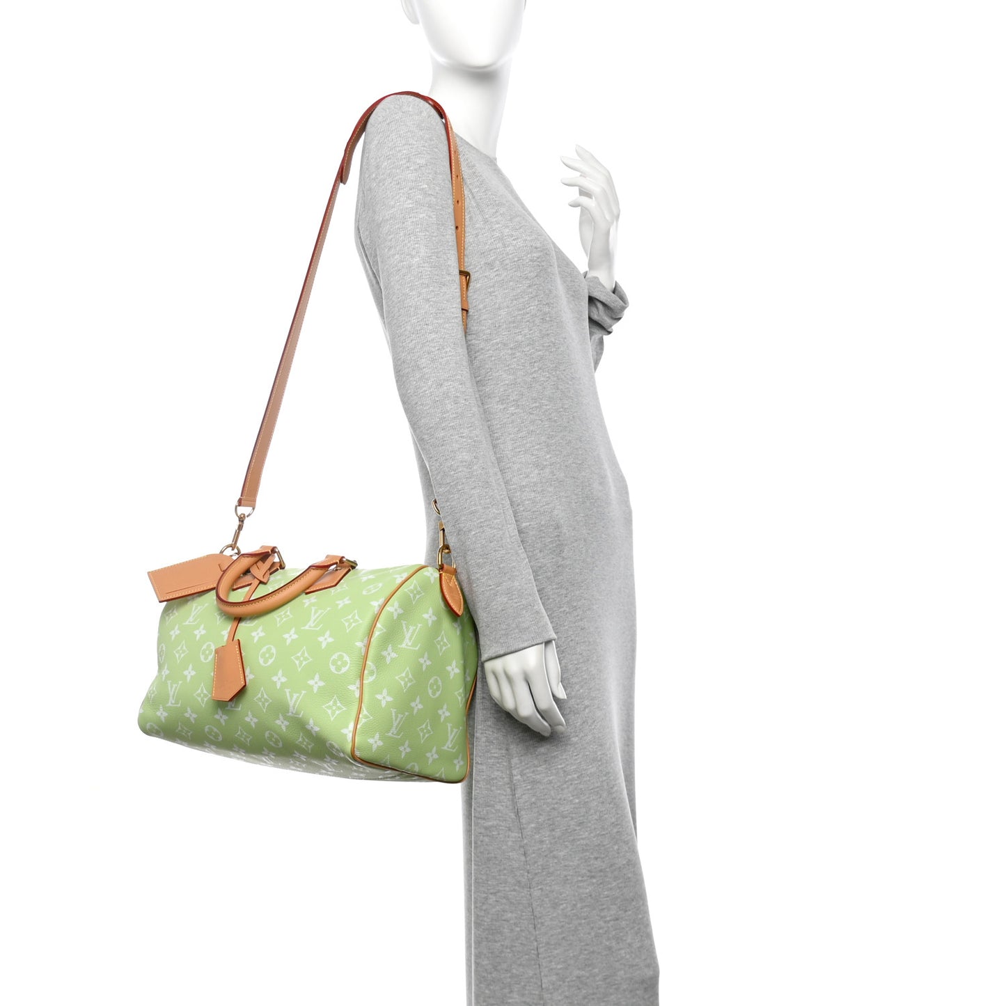 Calfskin Monogram Speedy P9 Bandouliere 30 Frozen Lime Vert Clair