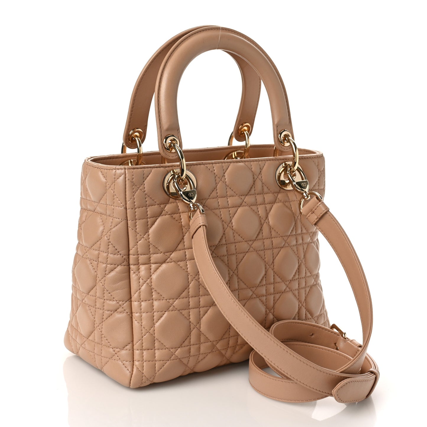 Lambskin Cannage Medium Lady Dior Beige