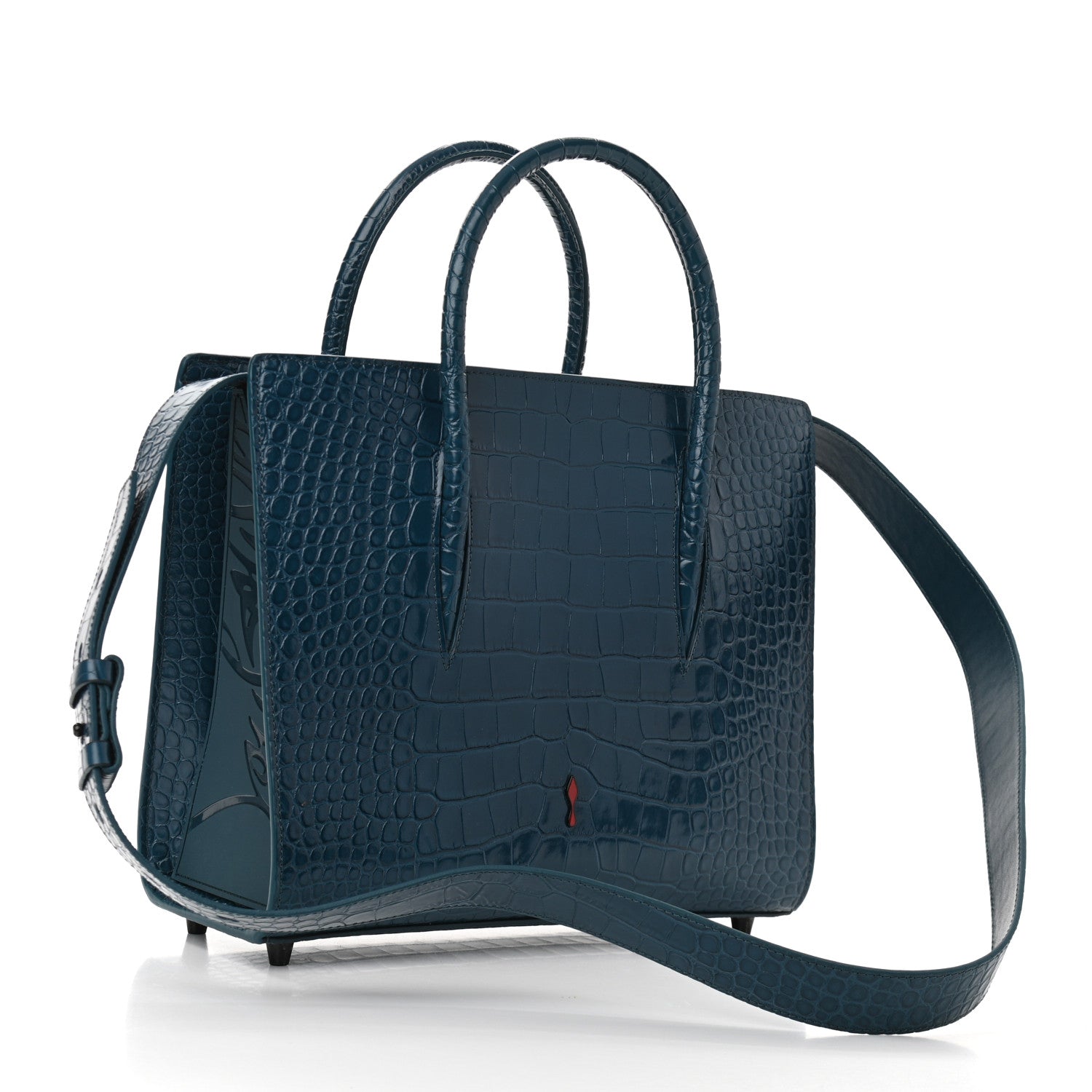 Christian Louboutin Calfskin Crocodile Embossed Medium Paloma Blue 3 of 10