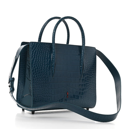 Christian Louboutin Calfskin Crocodile Embossed Medium Paloma Blue 3 of 10