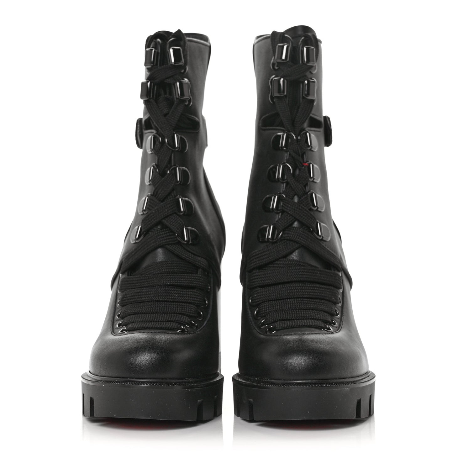 Calfskin Macademia 100 Biker Platform Boots 36.5 Black