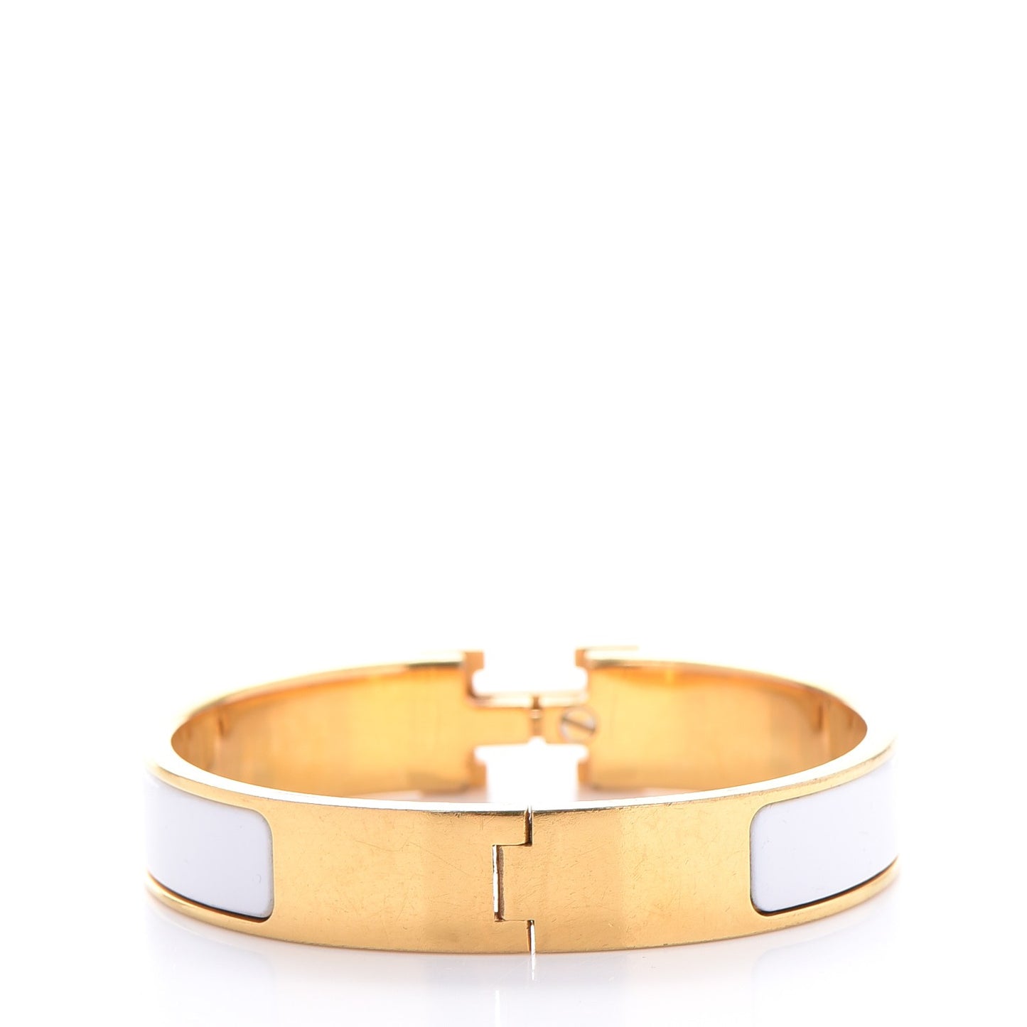 Enamel Narrow Clic Clac H Bracelet PM White