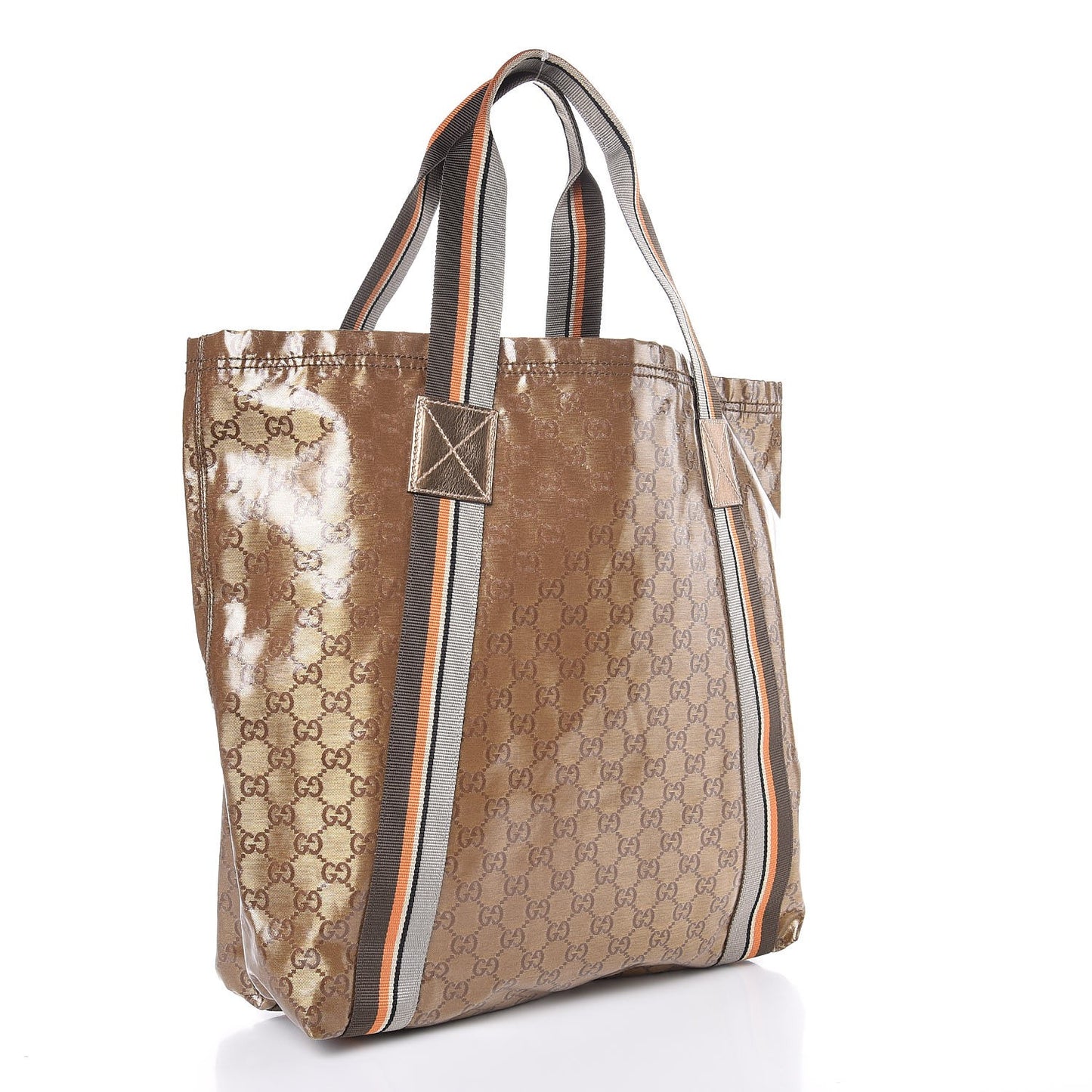 Crystal Monogram Medium Web Handle Vertical Tote Bronze