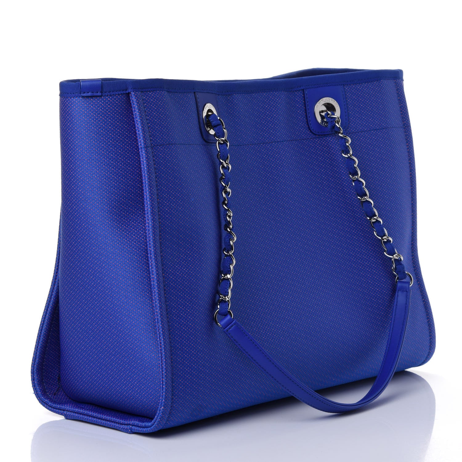 Chanel Mixed Fibers Small Deauville Tote Blue Orange 2 of 4