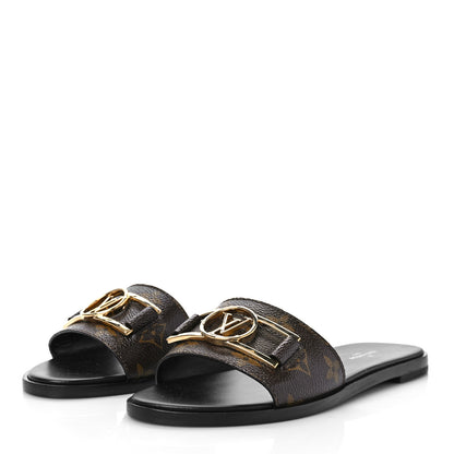 Louis Vuitton Patent Monogram Lock It Flat Mules 37 4 of 9