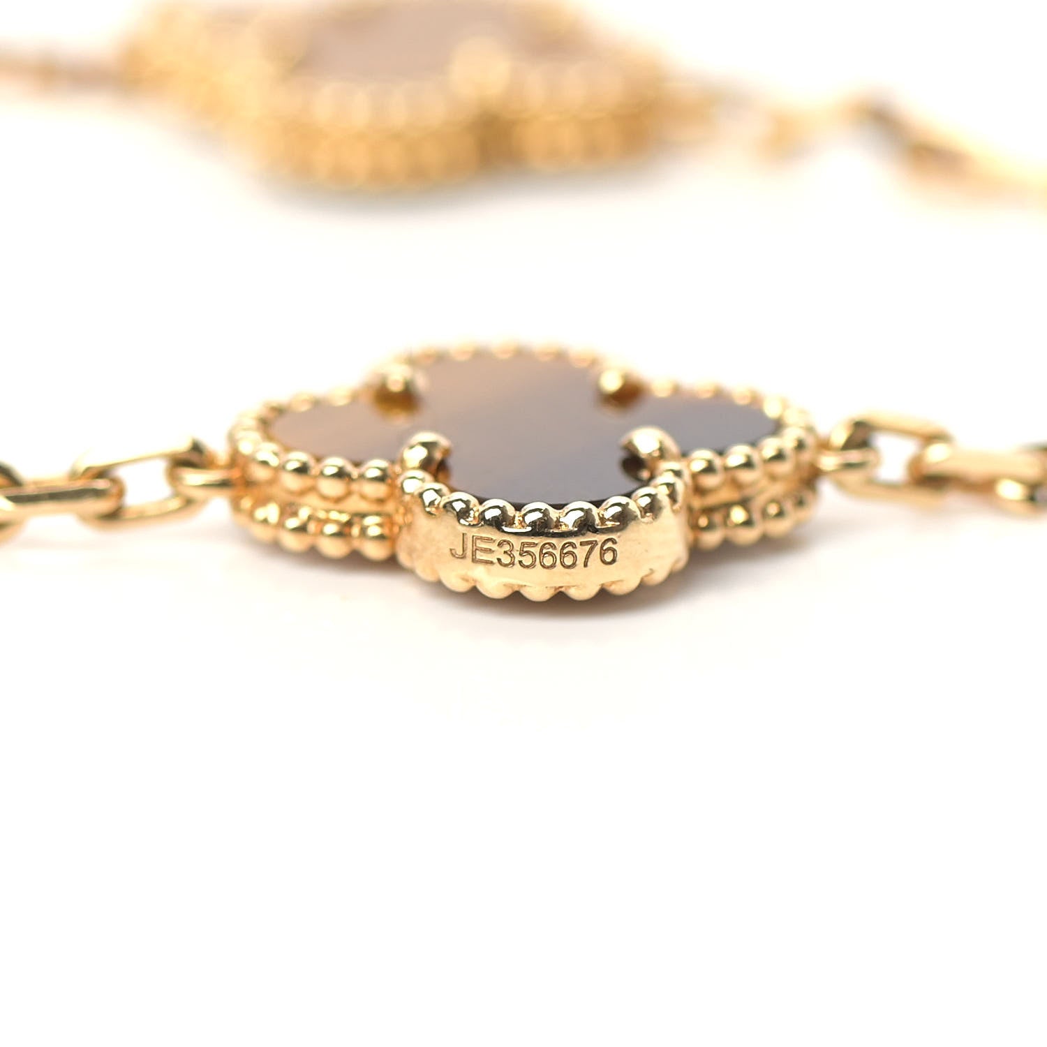 Van Cleef & Arpels 18K Yellow Gold Tiger Eye 5 Motifs Vintage Alhambra Bracelet 3 of 5