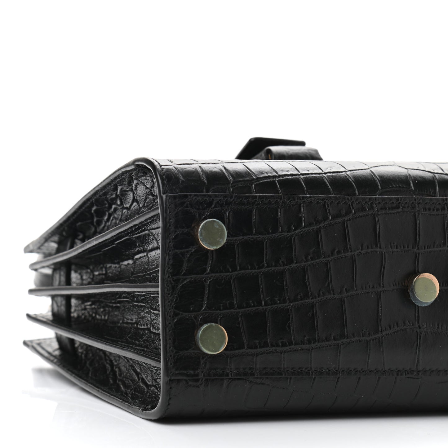 Calfskin Crocodile Embossed Nano Sac De Jour Black