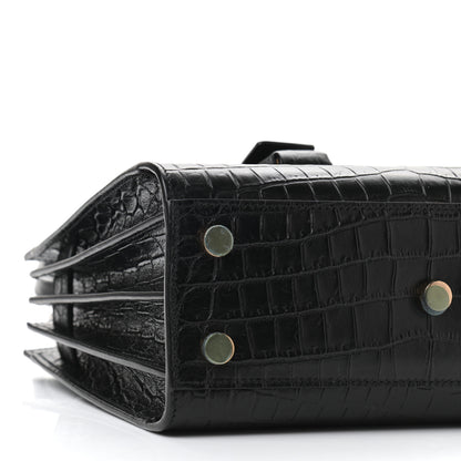 Saint Laurent Calfskin Crocodile Embossed Nano Sac De Jour Black 9 of 10