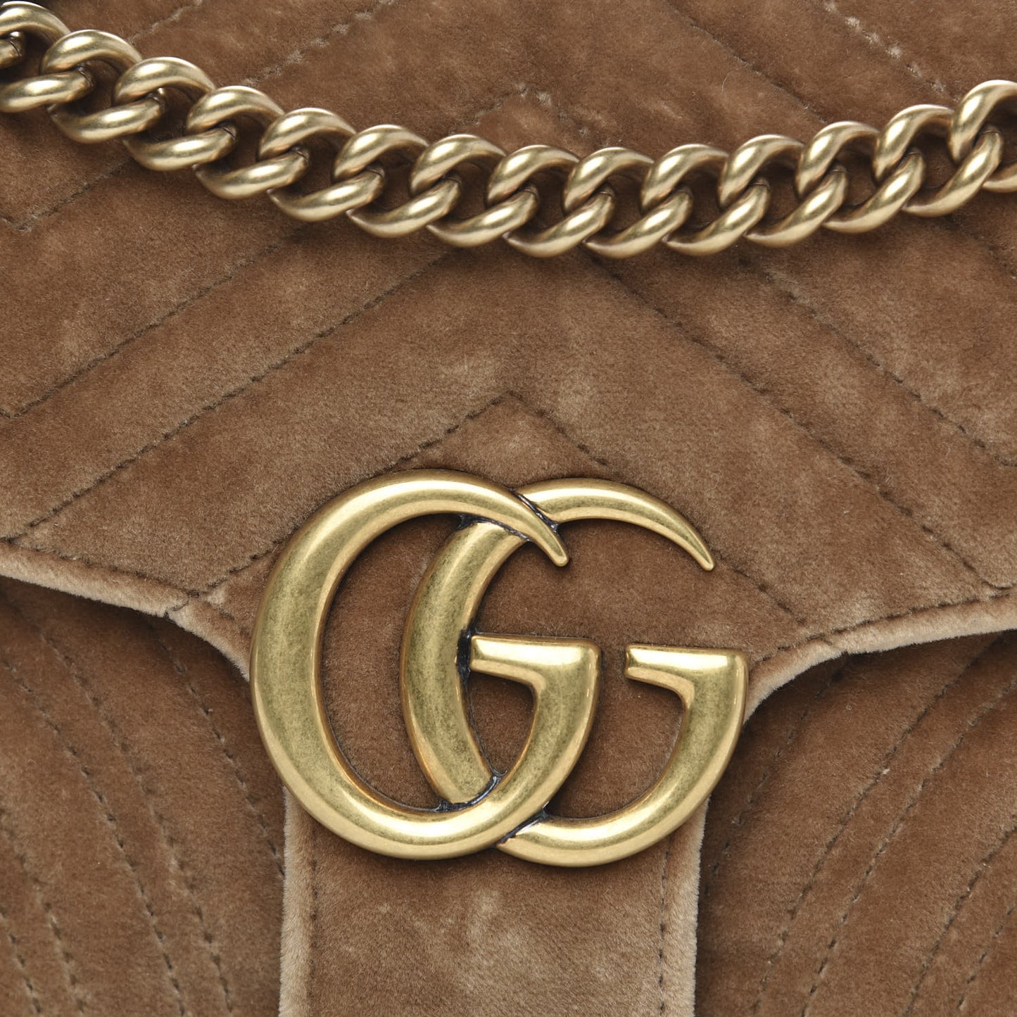 Velvet Matelasse Small GG Marmont Shoulder Bag Taupe