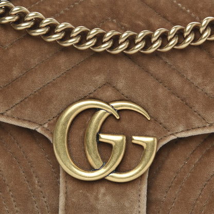 Gucci Velvet Matelasse Small GG Marmont Shoulder Bag Taupe 10 of 10