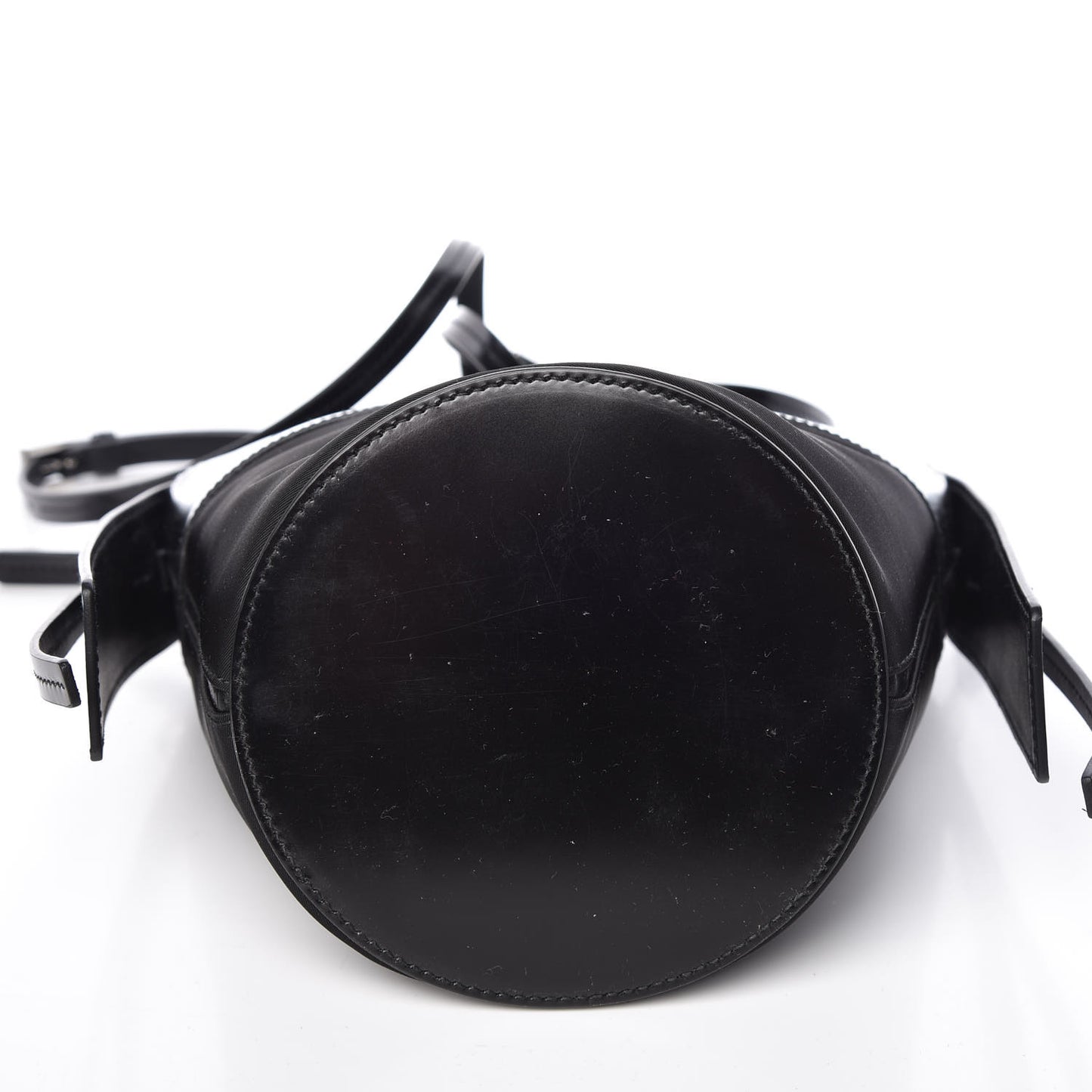 Calfskin Tessuto Nylon Ouverture Bucket Bag Black