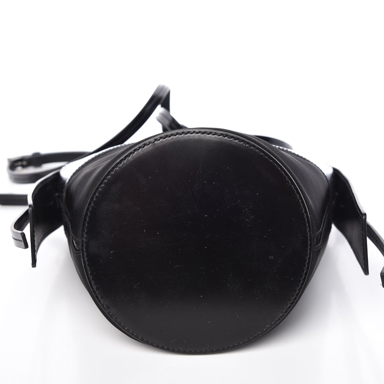 Prada Calfskin Tessuto Nylon Ouverture Bucket Bag Black 8 of 10