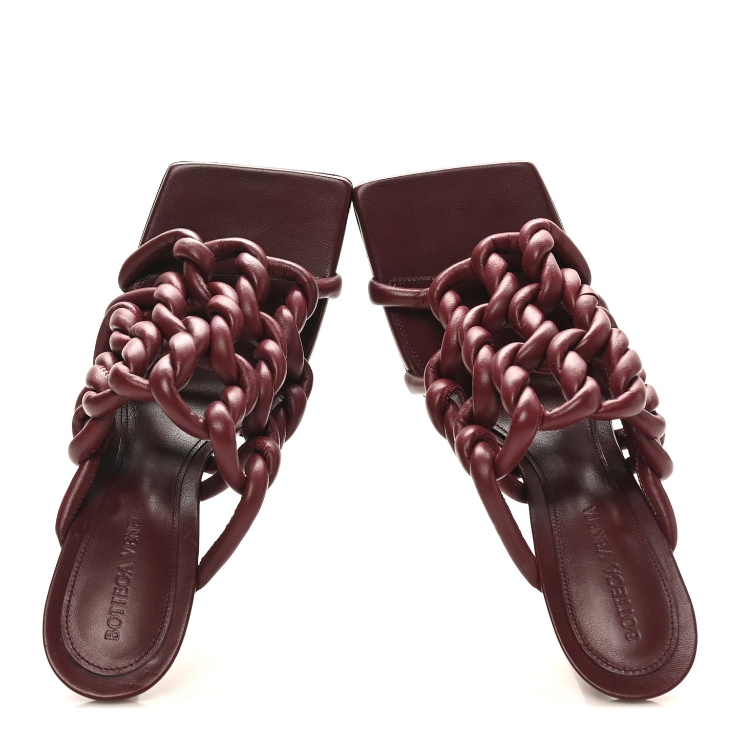 Nappa Weave Stretch Mule Sandals 38 Merlot