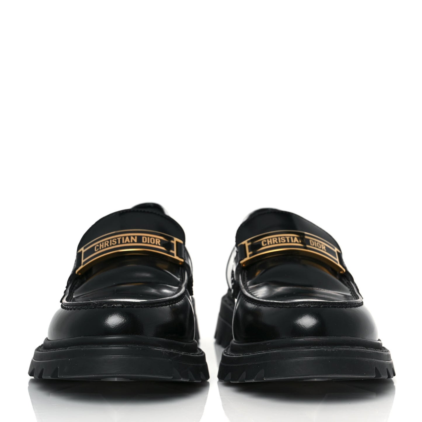 Brushed Calfskin Dior Code Lug Sole 15mm Loafers 38 Black