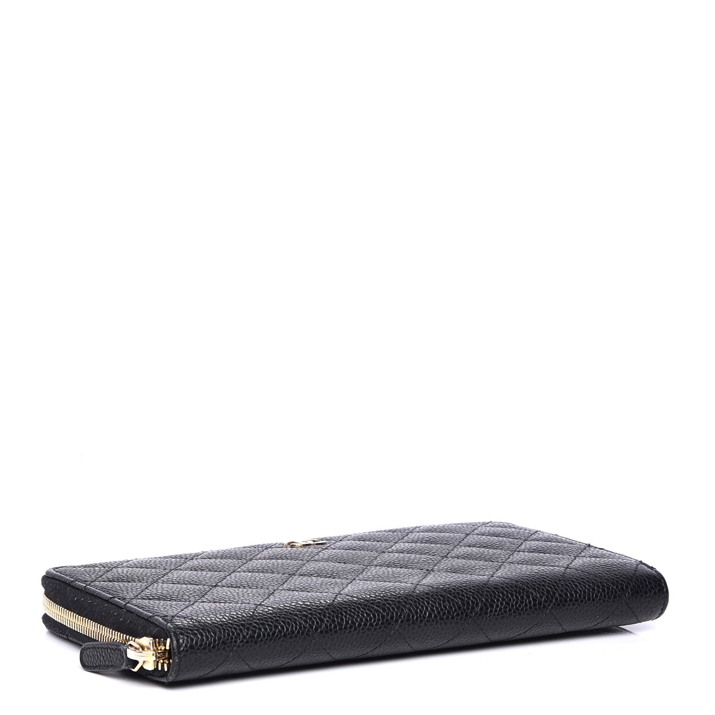 Caviar Quilted Large Zip Around Organizer Wallet Black