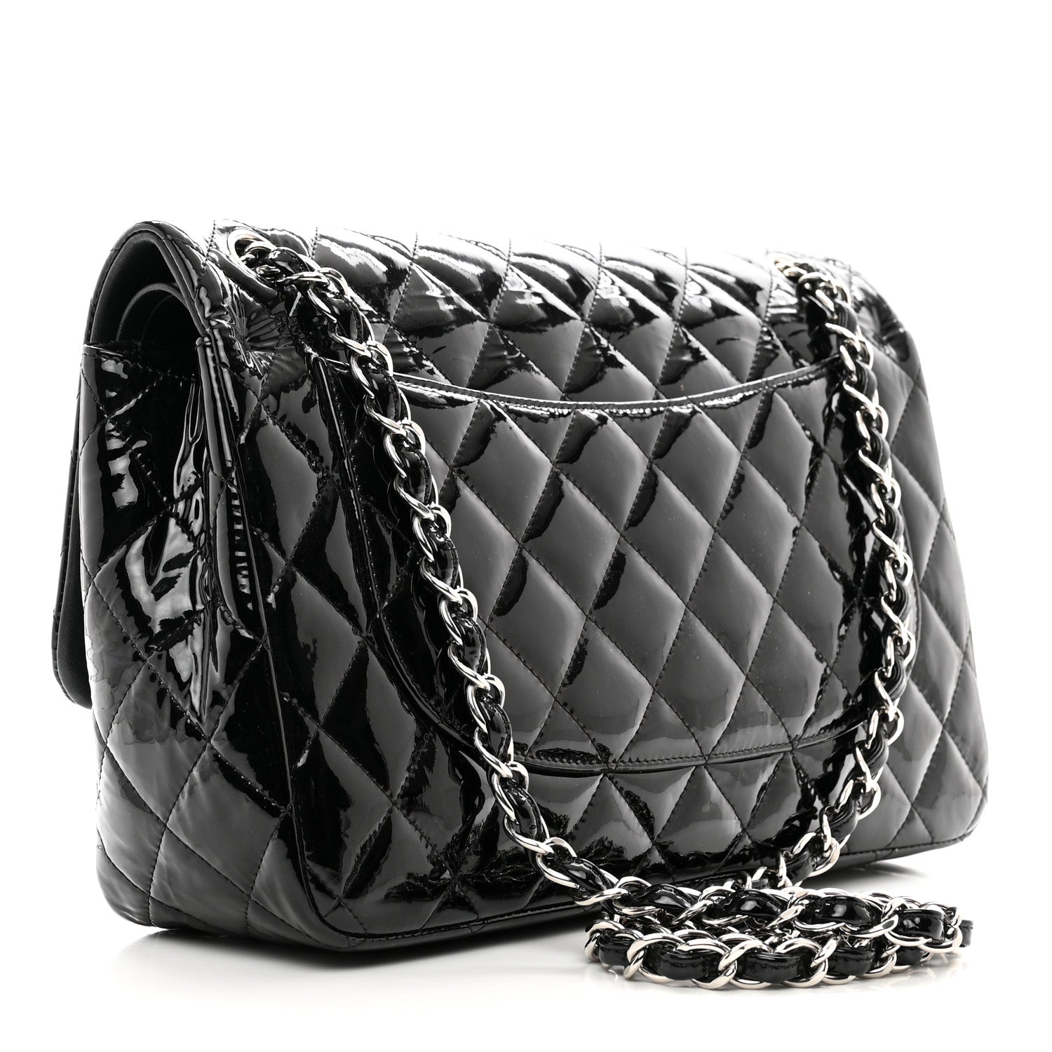 Chanel Patent Quilted Jumbo Double Flap Black 3 of 12