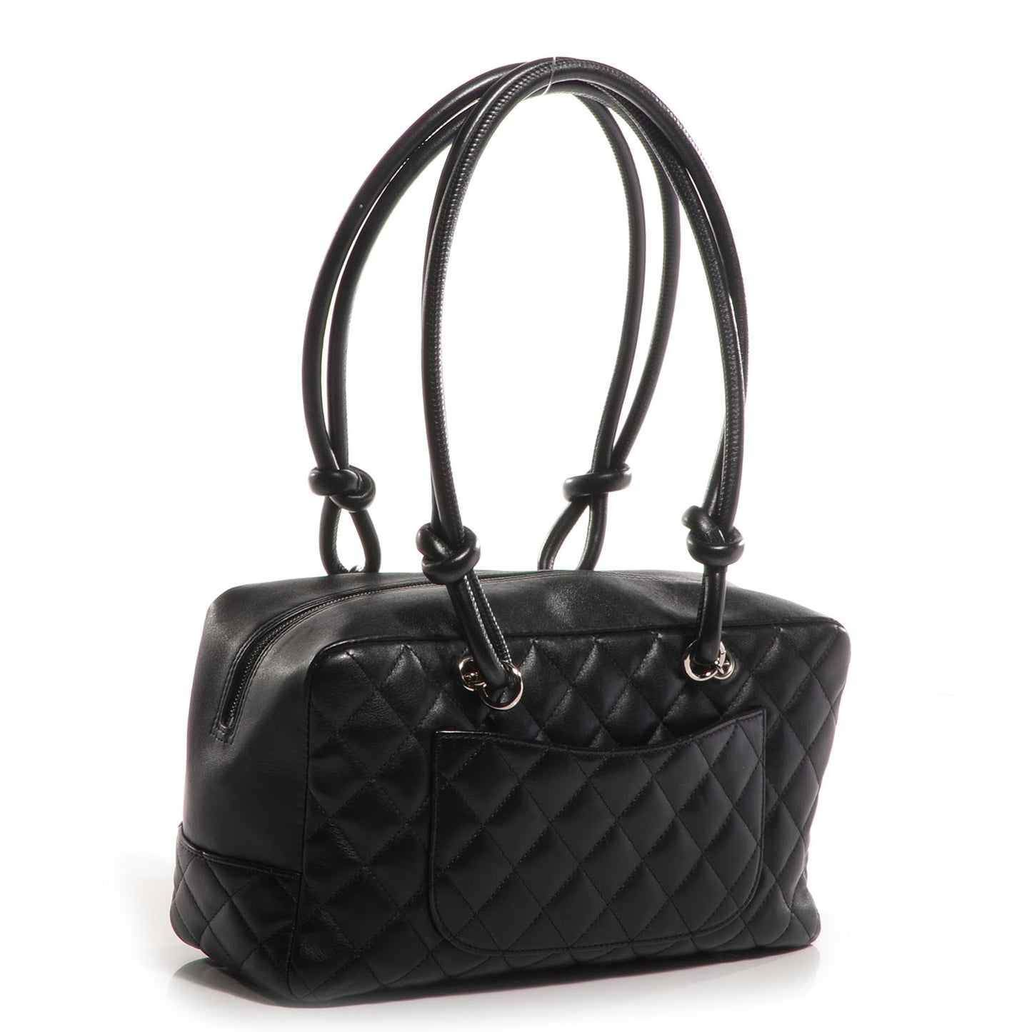 Calfskin Quilted Large Cambon Bowler Black White