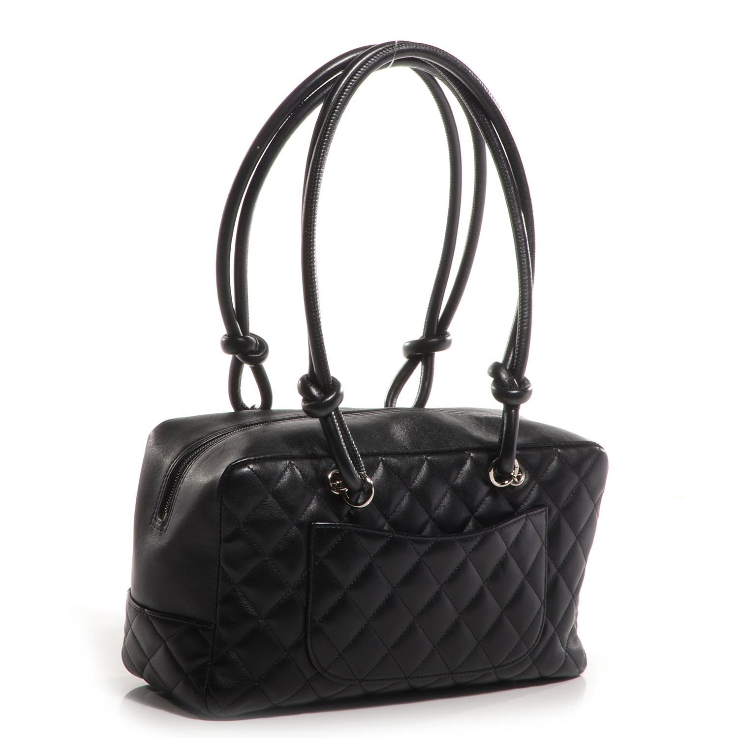 Chanel Calfskin Quilted Large Cambon Bowler Black White 3 of 7