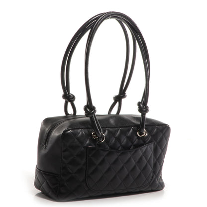 Chanel Calfskin Quilted Large Cambon Bowler Black White 3 of 7