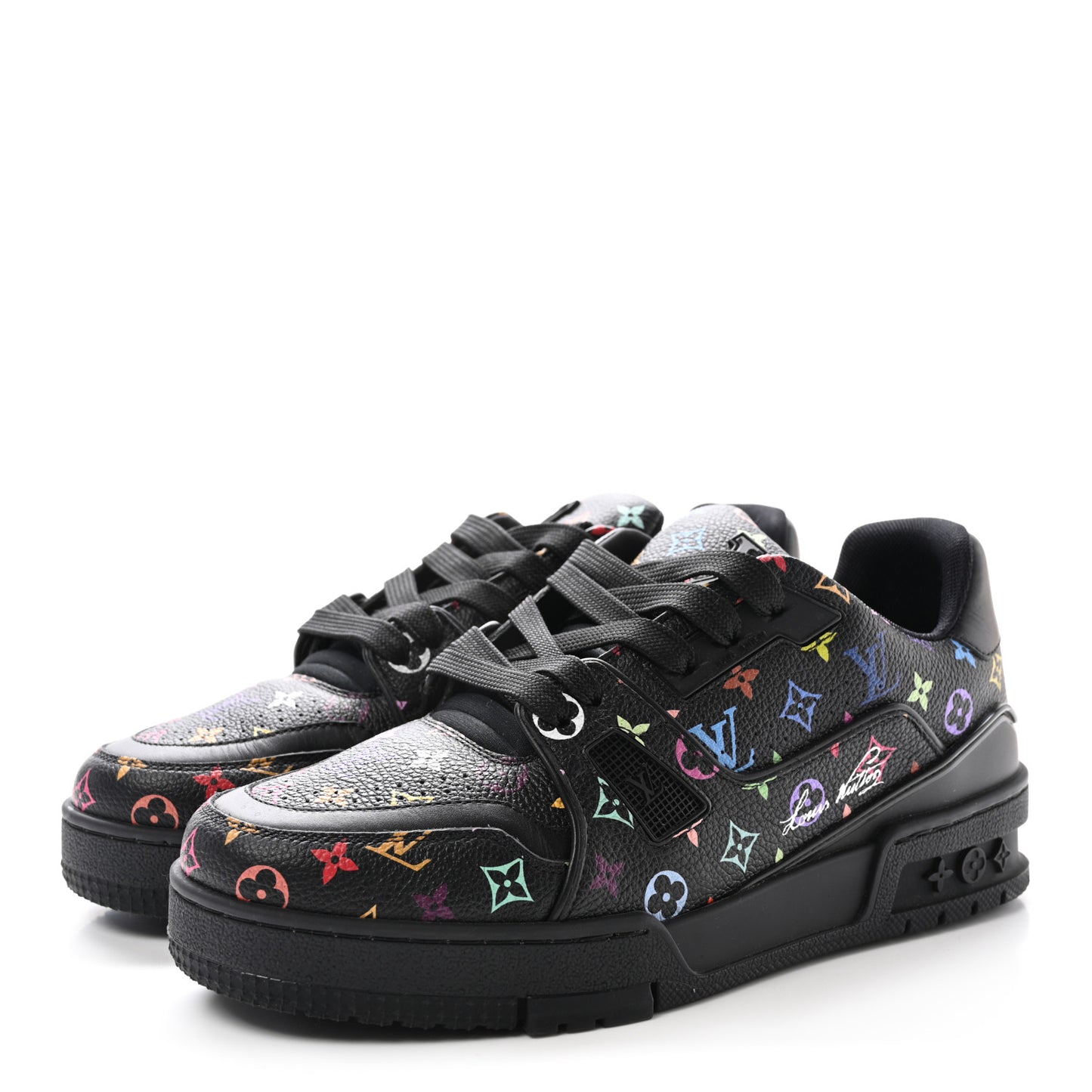 LV X TM Calfskin Monogram Multicolor Womens LV Trainer Sneakers 37.5 Black