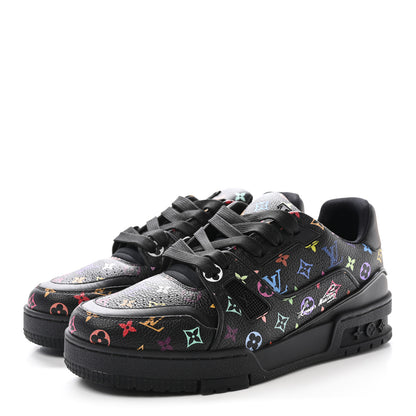 Louis Vuitton LV X TM Calfskin Monogram Multicolor Womens LV Trainer Sneakers 37.5 Black 4 of 10