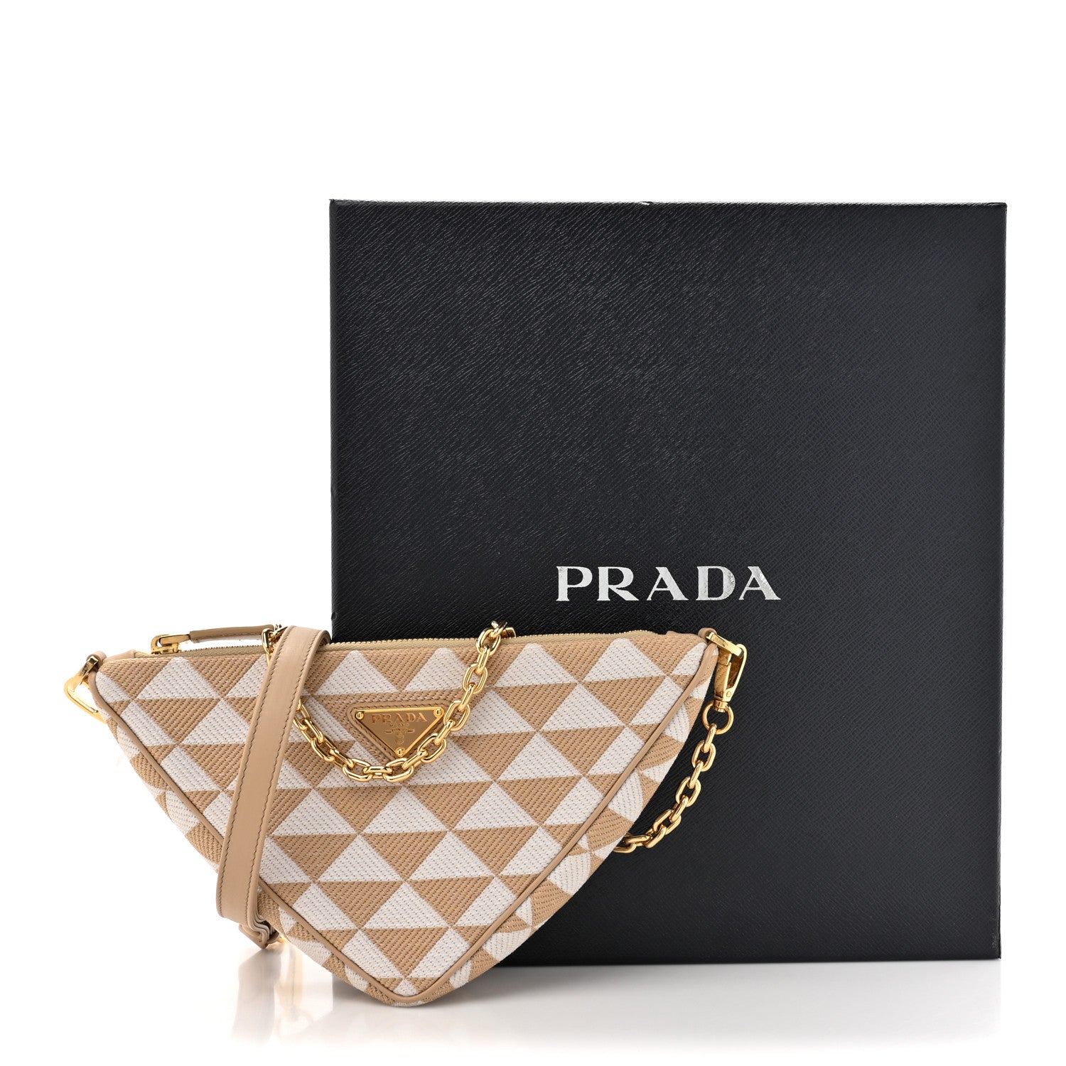 Prada Jacquard Triangolo Symbole Embroidered Mini Triangle Bag Corda Talco 10 of 10