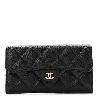 Chanel Caviar Quilted Medium Gusset Flap Wallet Black 1 of 7