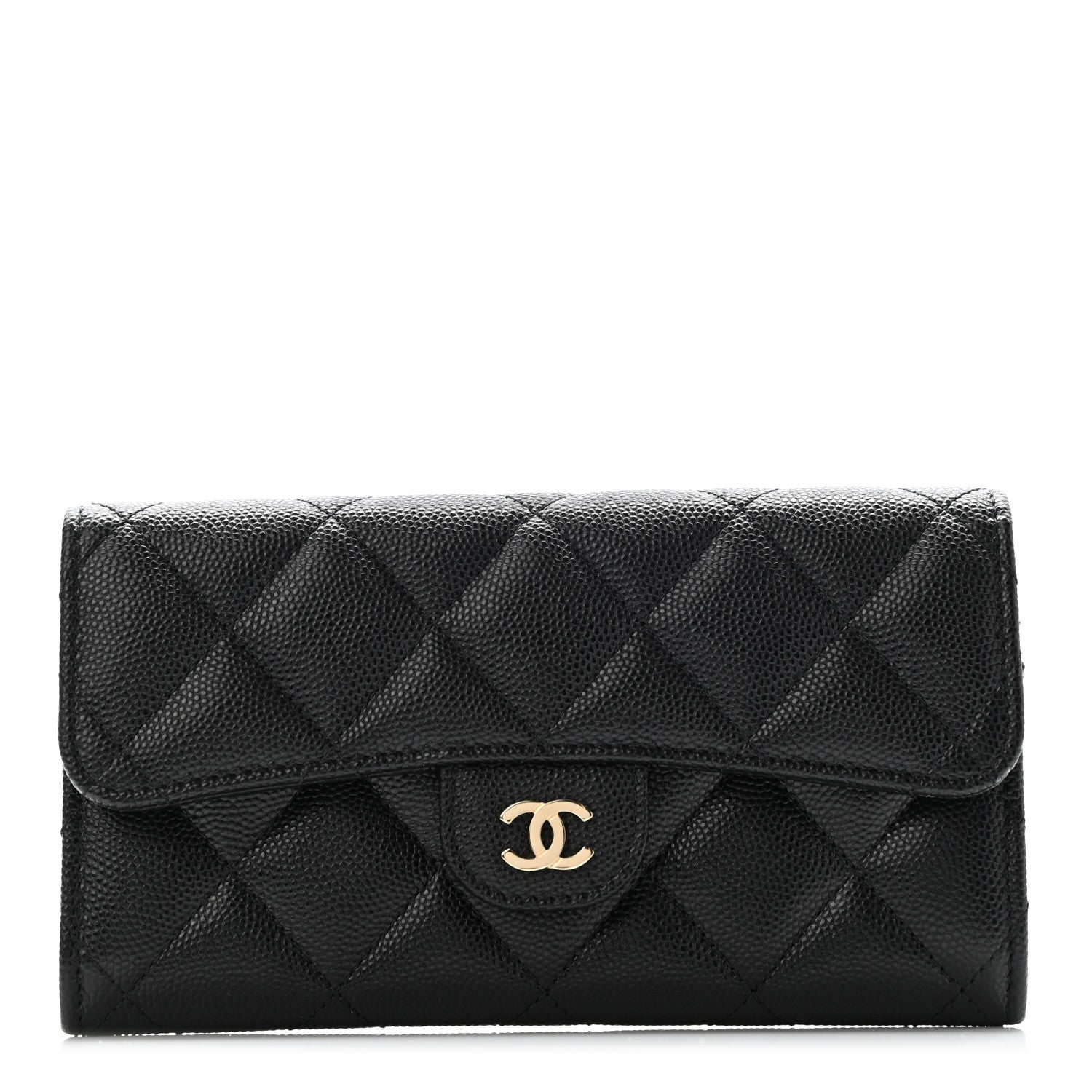Chanel Caviar Quilted Medium Gusset Flap Wallet Black 1 of 7