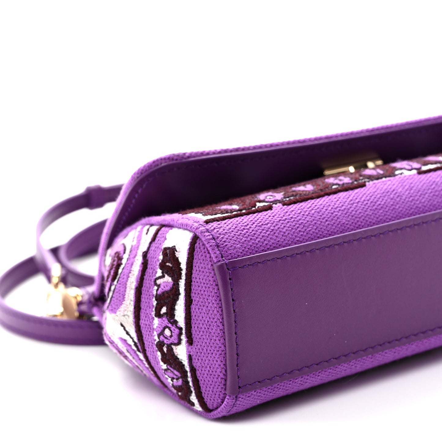 Canvas Embroidery Majolica Small Sicily Handbag Purple