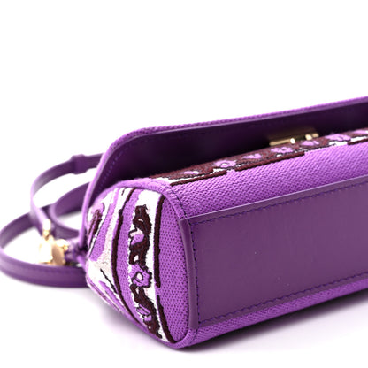 Dolce & Gabbana Canvas Embroidery Majolica Small Sicily Handbag Purple 8 of 9