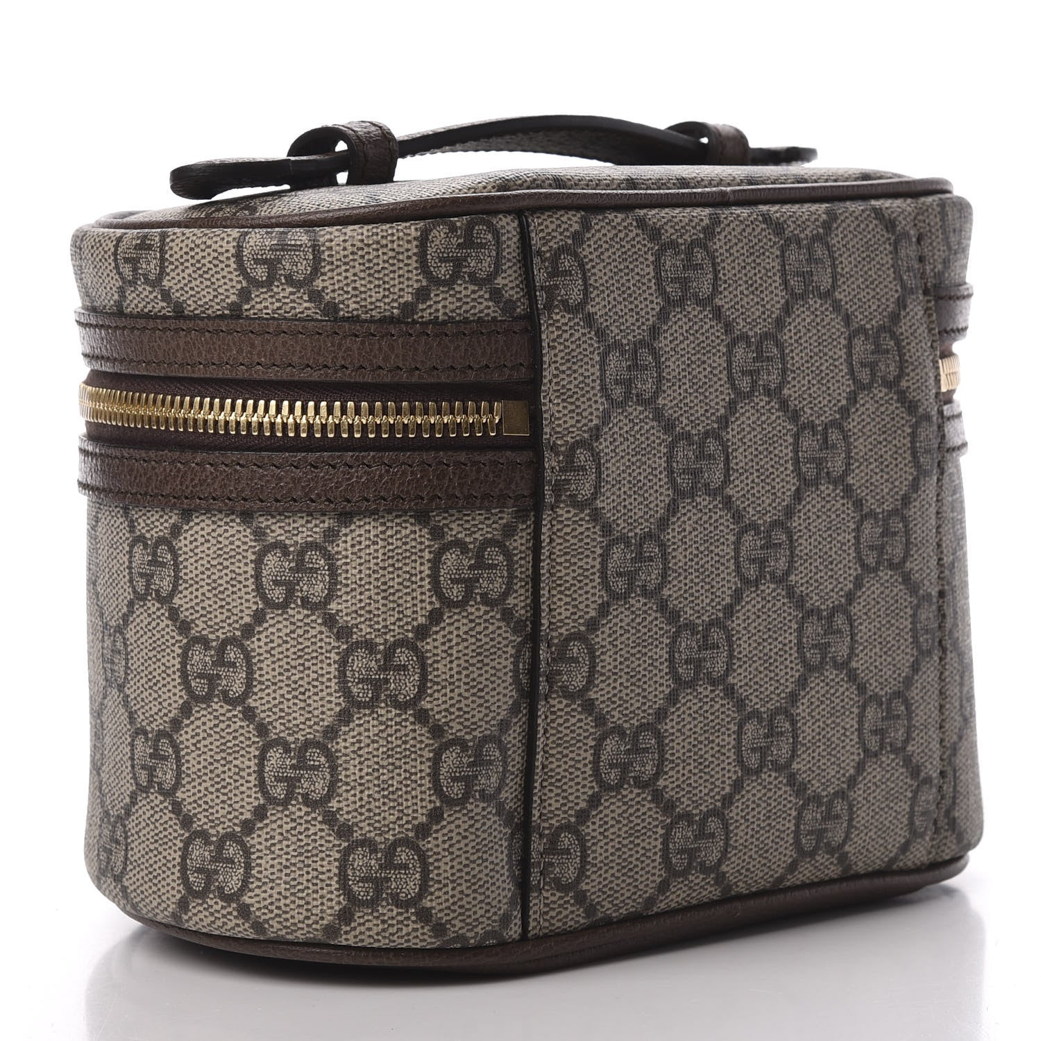 Gucci GG Supreme Monogram Textured Calfskin Web Ophidia Vanity Cosmetic Case Beige Ebony New Acero 3 of 9