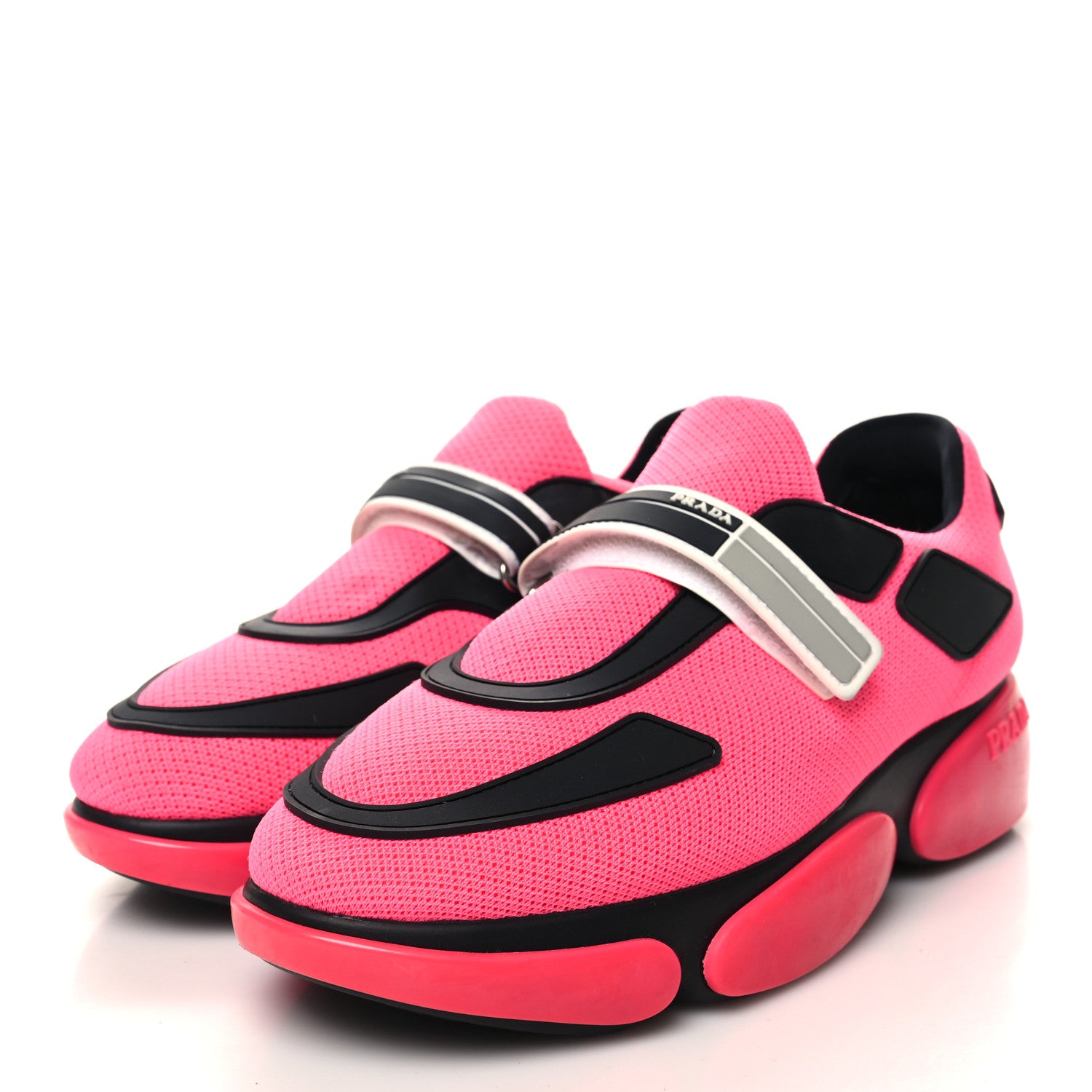Prada Knit Cloudbust Sneakers 37 Rosa Fluo Black 3 of 8