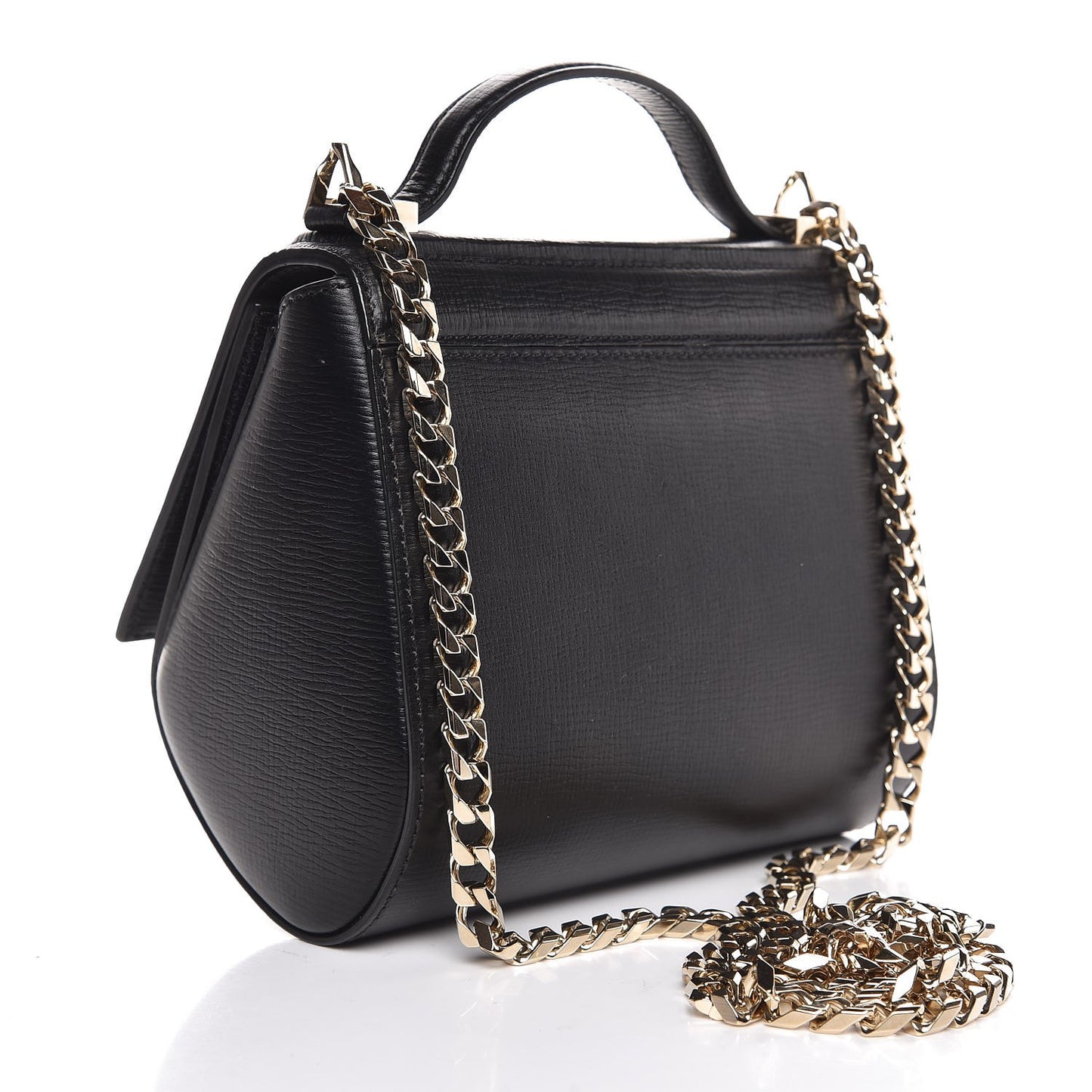 Textured Calfskin Mini Pandora Box Chain Crossbody Bag Black