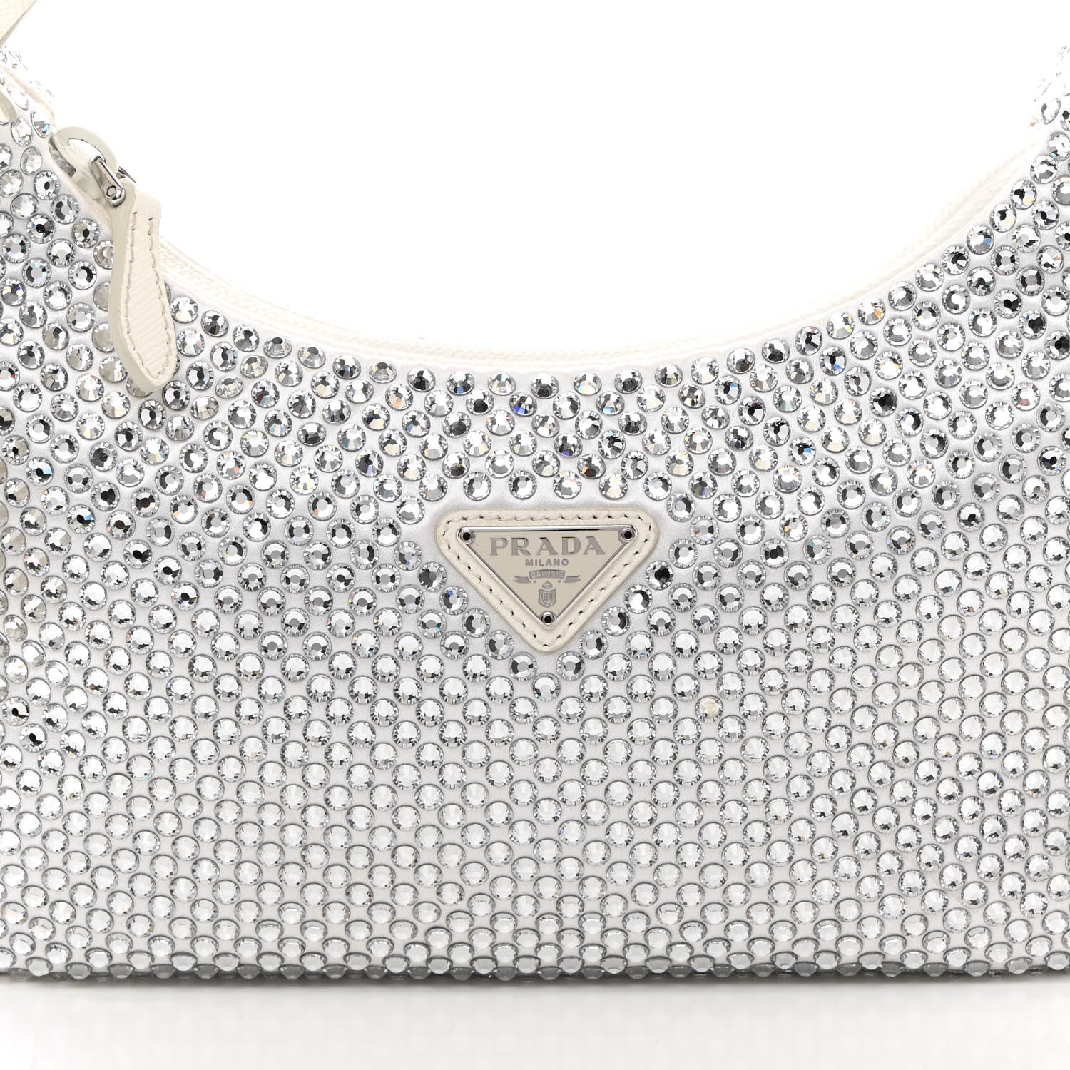 Prada Satin Crystal Mini Re-Edition 2000 Bag White 8 of 11
