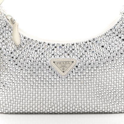 Prada Satin Crystal Mini Re-Edition 2000 Bag White 8 of 11