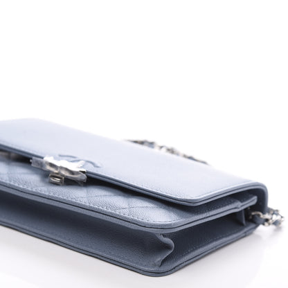 Chanel Grained Calfskin Quilted CC Box Wallet On Chain WOC Blue 8 of 10