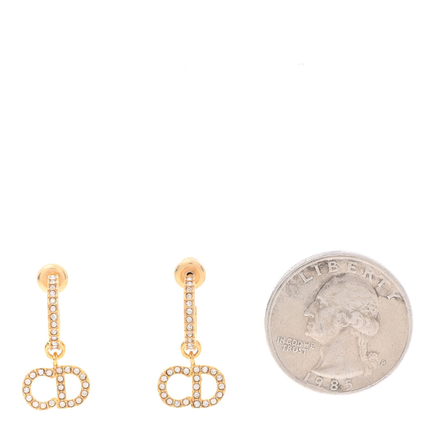Christian Dior Crystal Clair D Lune Hoop Earrings Gold 2 of 5