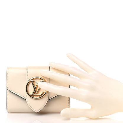 Louis Vuitton Smooth Calfskin LV Pont 9 Compact Wallet Creme 2 of 8