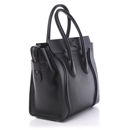 Celine Drummed Calfskin Micro Luggage Black 2 of 8
