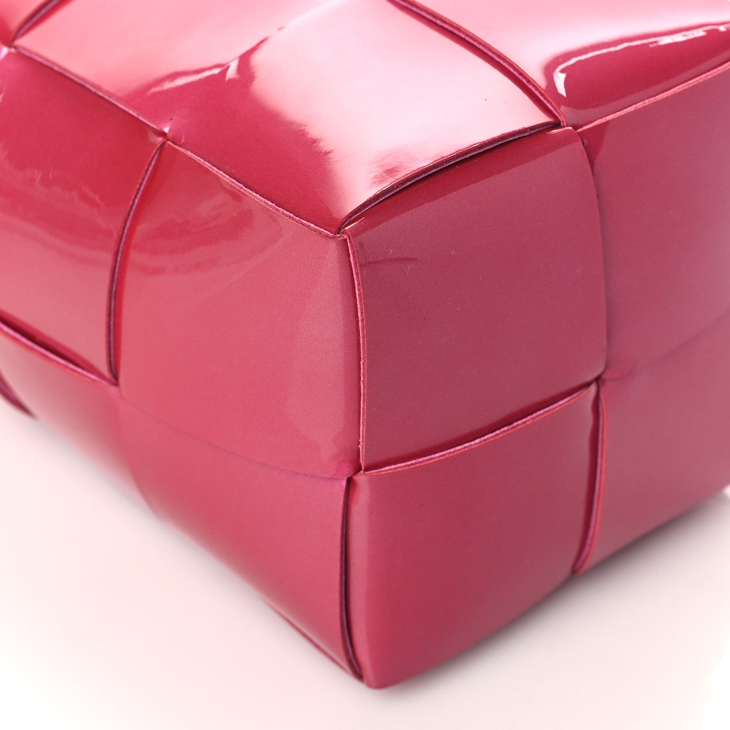 Bottega Veneta Patent Maxi Intrecciato Mini Cassette Bucket Bag Pink 8 of 9