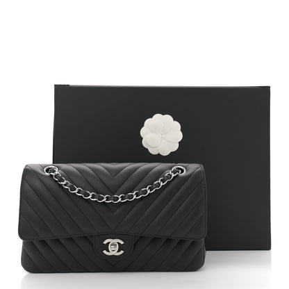 Chanel Calfskin Chevron Quilted Medium Double Flap Black 12 of 12