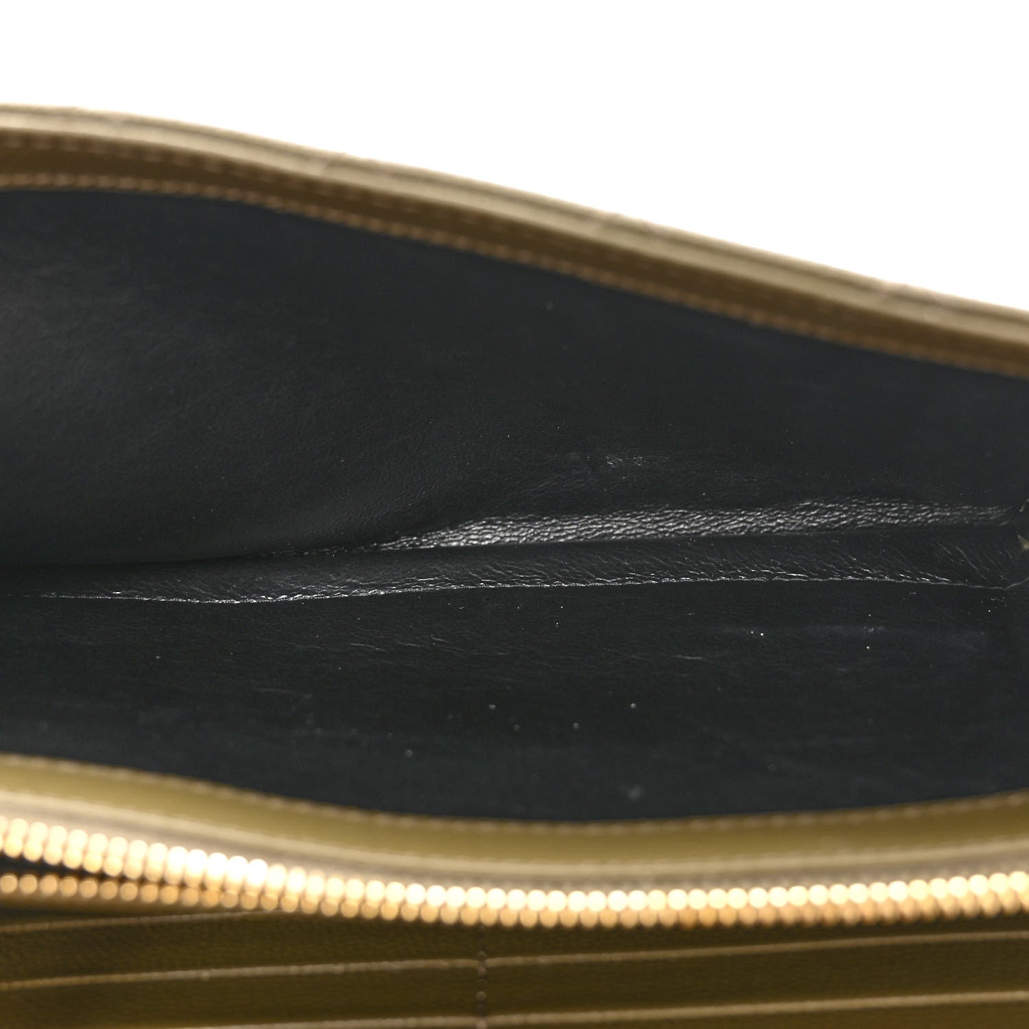 Saint Laurent Grain De Poudre Mixed Matelasse Triquilt Monogram Chain Wallet Kaki 5 of 9