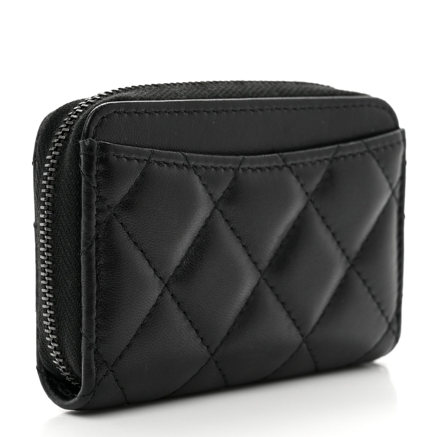 Lambskin Quilted Zip Coin Purse So Black