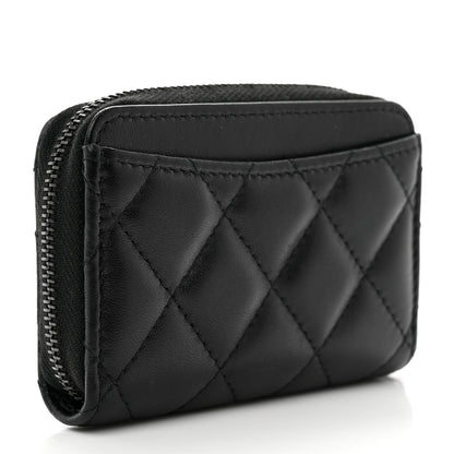Chanel Lambskin Quilted Zip Coin Purse So Black 3 of 8