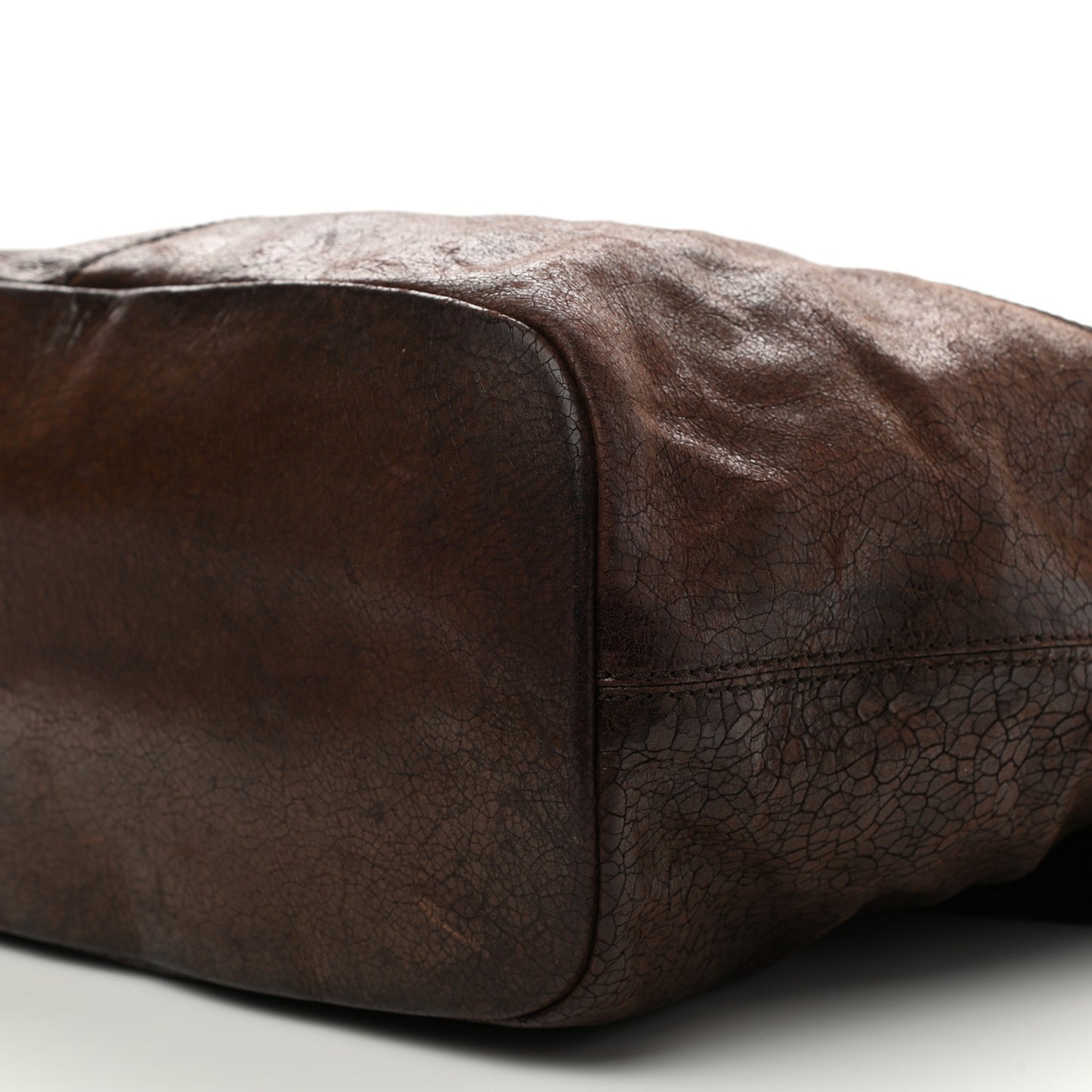 Crackled Calfskin Large Nightingale Brown