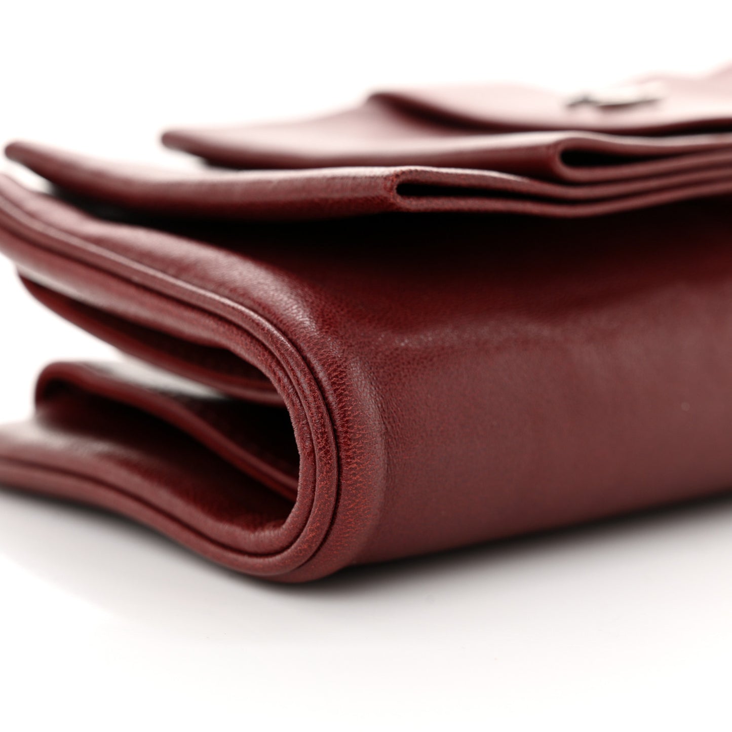 Lambskin Bow French Wallet Red